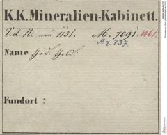 Etiketten zu Gold (NHMW-MIN-Aq737)